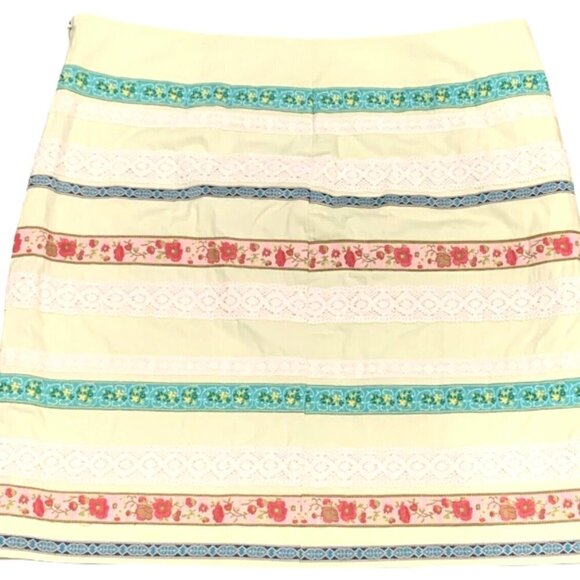 Garnet Hill BOHO 90s Y2K Multicolor Pencil Skirt Lace & Ribbon Sz 8 #207B - Picture 2 of 10